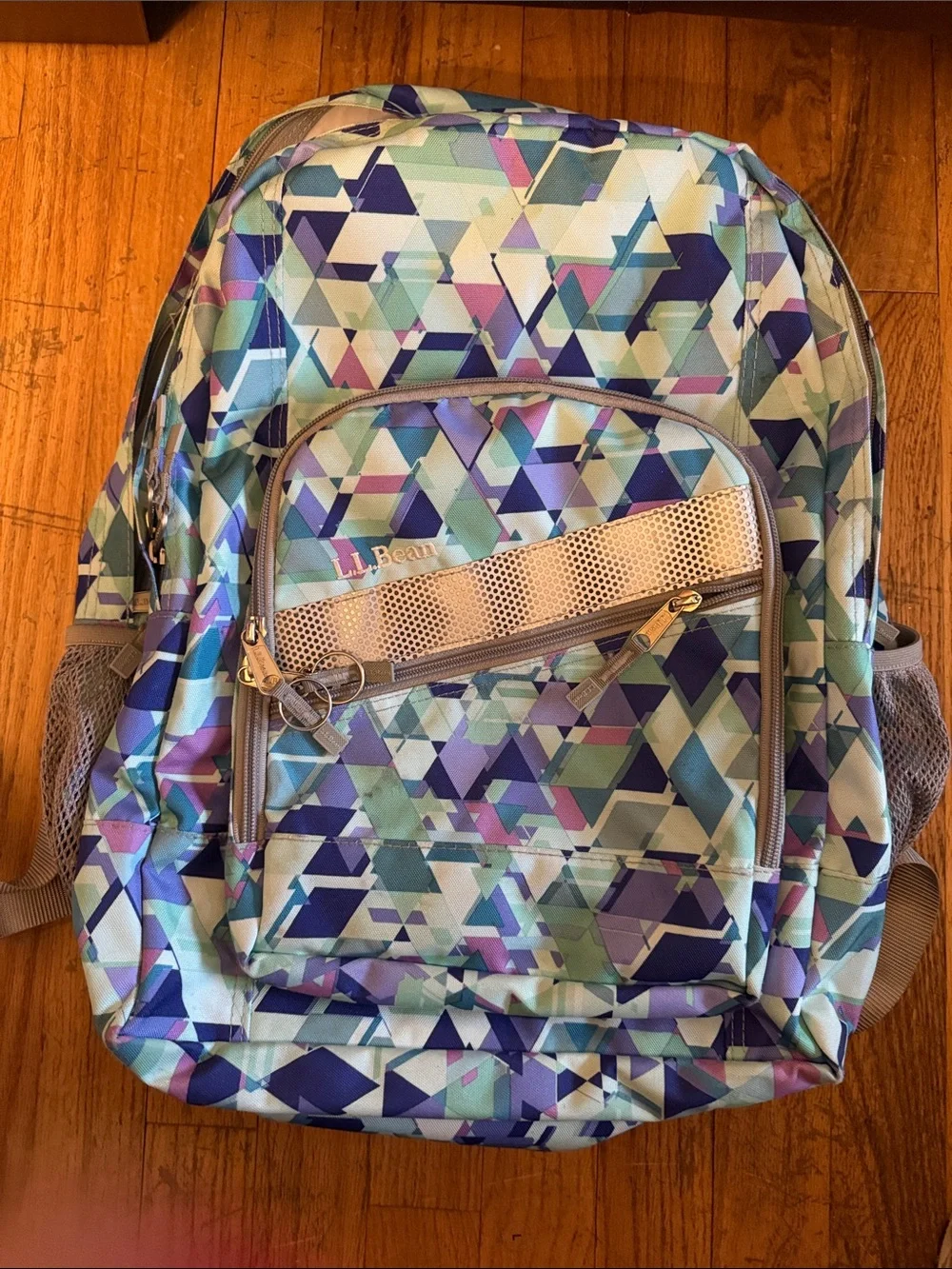 L.L. Bean Geometric Backpack in Blue, Teal & Purple